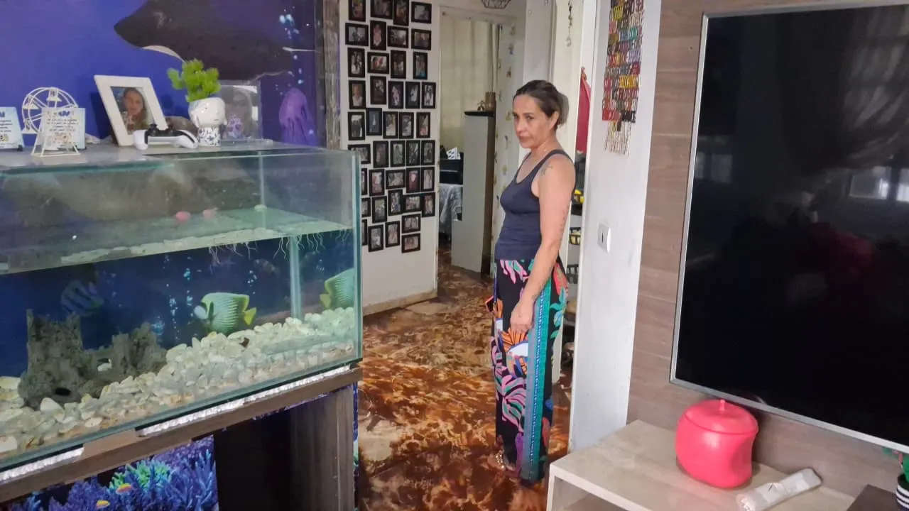 Enxurrada danificou móveis e eletrodomésticos na casa da diarista Fabiana Lopes