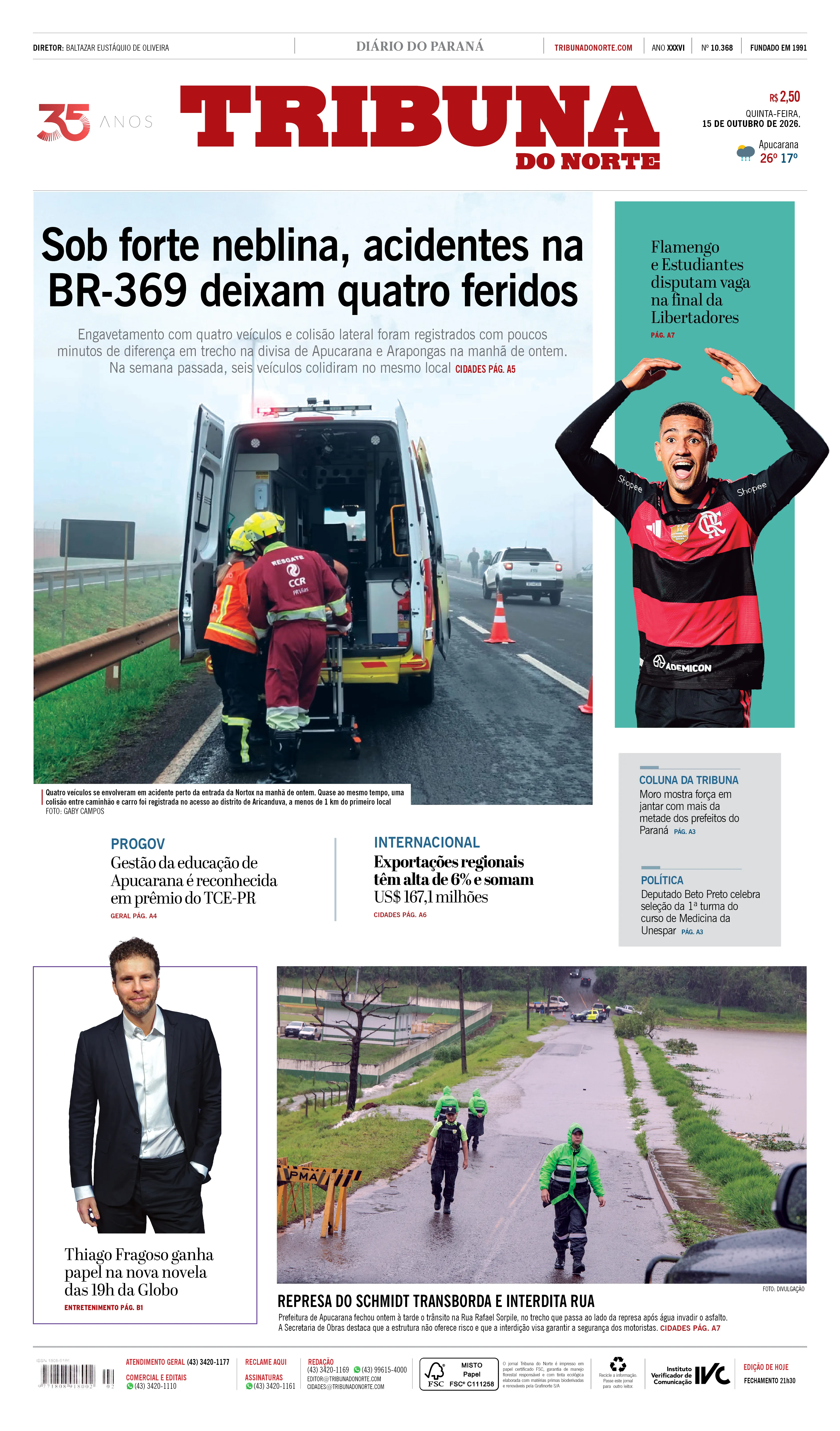 Imagem descritiva da notícia Edição do dia 15 de outubro de  2026