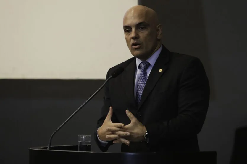 O ministro do STF Alexandre de Moraes durante abertura do Seminário Políticas Judiciárias e Segurança Pública, no Superior Tribunal de Justiça (STJ).