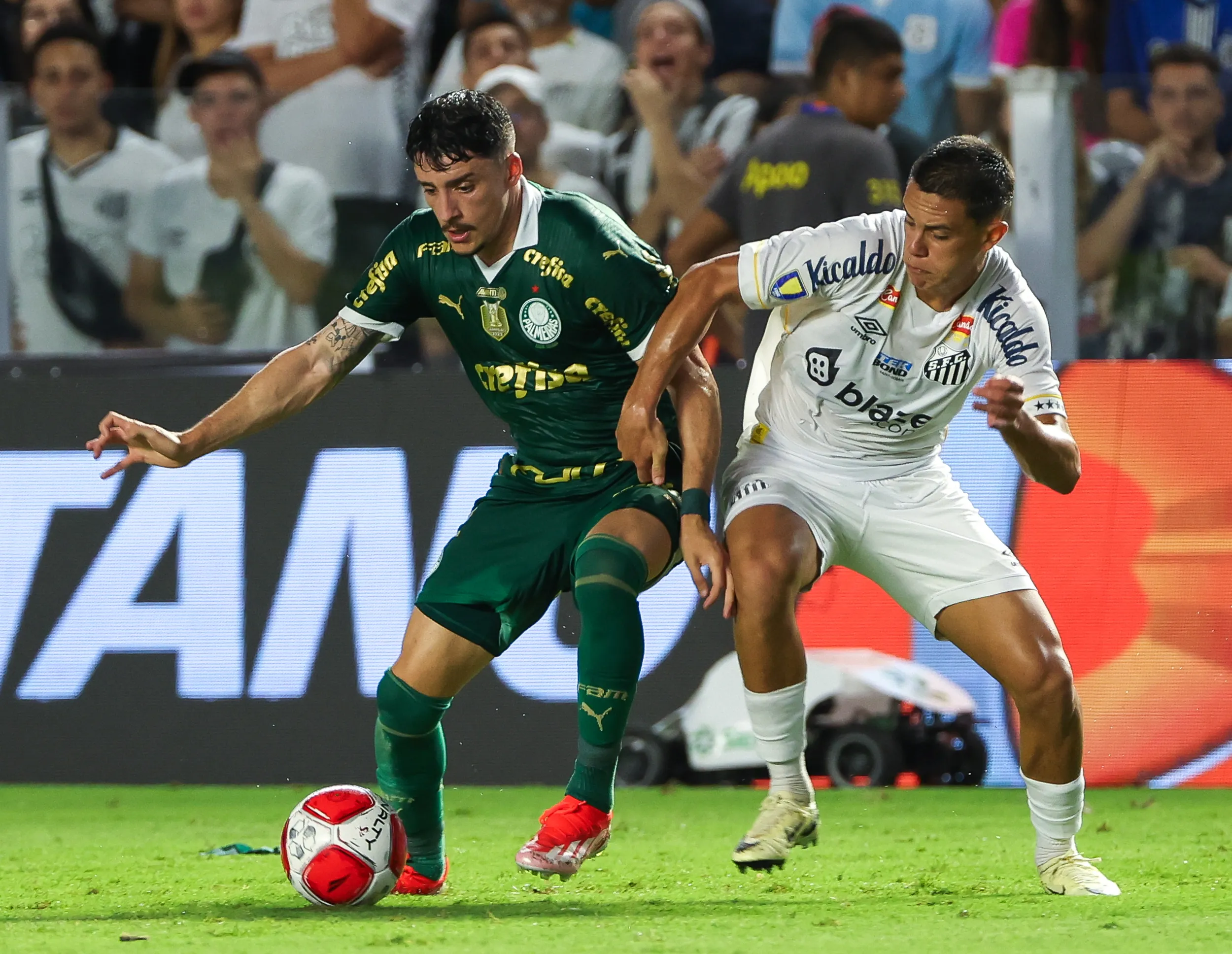 Partida entre SE Palmeiras e Santos, válida pela final (ida) do Campeonato Paulista, Série A1, na Vila Belmiro, em Santos-SP. (Foto: Fabio Menotti/Palmeiras/by Canon)