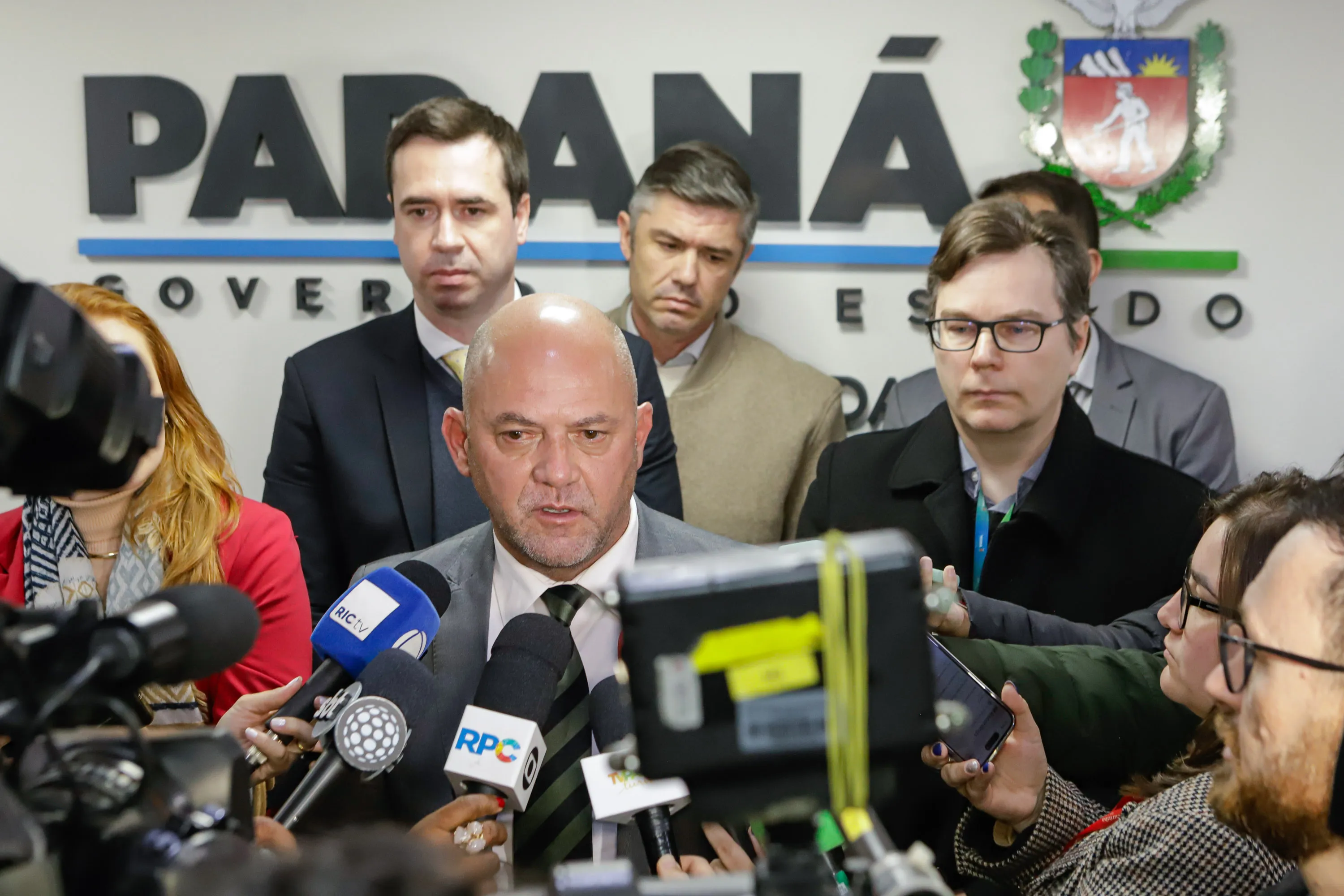 Curitiba, 12 de agosto de 2024 - Coletiva de imprensa na Secretaria Estadual de Segurançna Pública (Sesp) sobre a queda do avião em Vinhedos (SP).