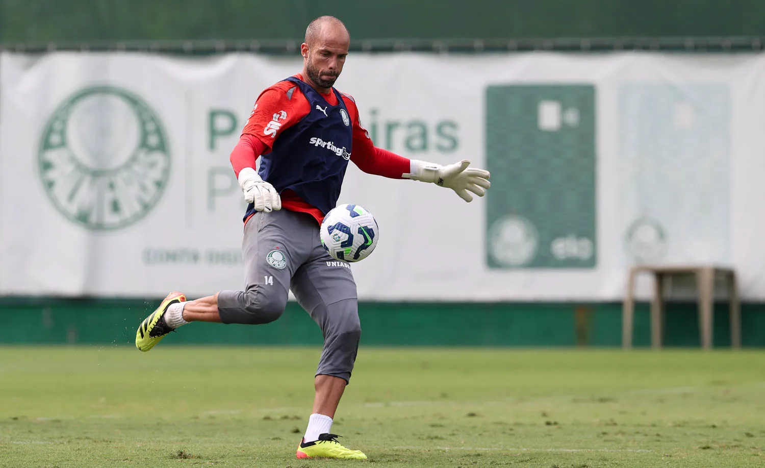 O goleiro Marcelo Lomba, da SE Palmeiras, durante treinamento, na Academia de Futebol. (Foto: Cesar Greco/Palmeiras/by Canon)