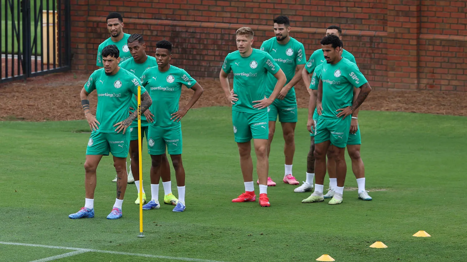 Os jogadores da SE Palmeiras, durante treinamento, na Universidade da Carolina do Norte. (Foto: Cesar Greco/Palmeiras/by Canon)