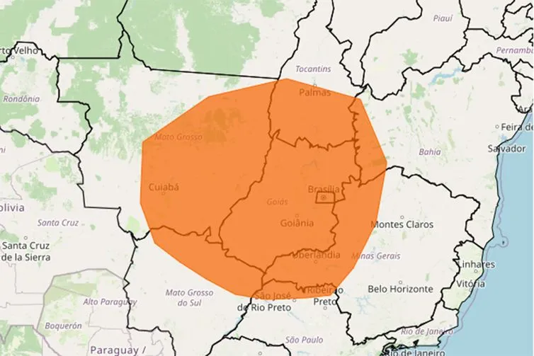 Imagem descritiva da notícia Inmet emite alerta vermelho para baixa umidade do ar em 5 estados e DF