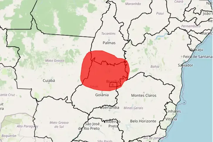 Imagem ilustrativa da imagem Inmet emite alerta vermelho para baixa umidade do ar em 5 estados e DF