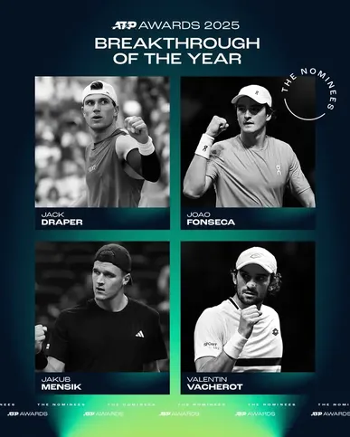 Imagem ilustrativa da imagem João Fonseca concorre ao prêmio ATP Awards de maior evoluçao do ano