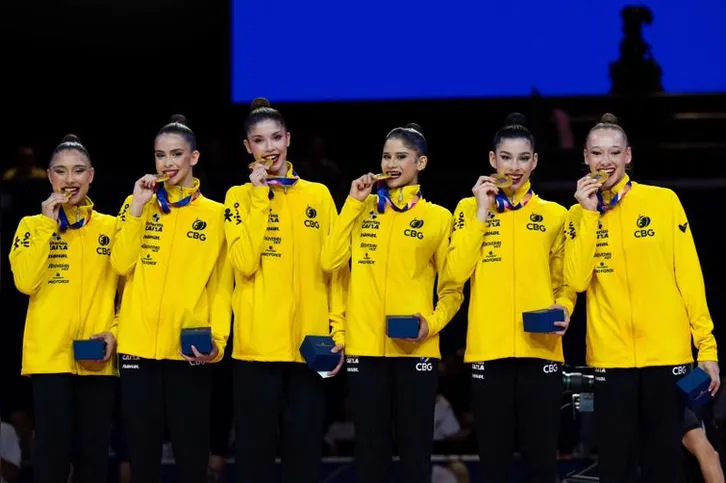 Imagem ilustrativa da imagem Brasil faz história e leva dois ouros no Mundial de ginástica rítmica