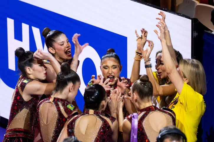 Imagem ilustrativa da imagem Ginástica rítmica: Brasil é bronze e garante vaga em Los Angeles 2028