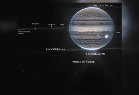 Imagem descritiva da notícia Imagens de telescópio revelam detalhes inéditos do planeta Júpiter