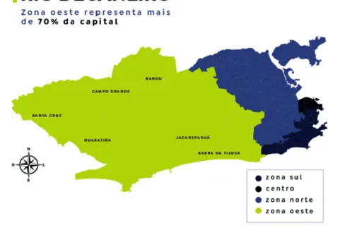 Imagem descritiva da notícia Imensa e desigual, zona oeste é 70% do Rio e tem 41% da população