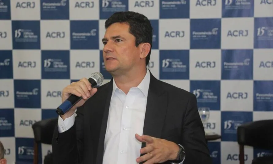 Ex-juiz Sérgio Moro durante encontro com empresários no Rio