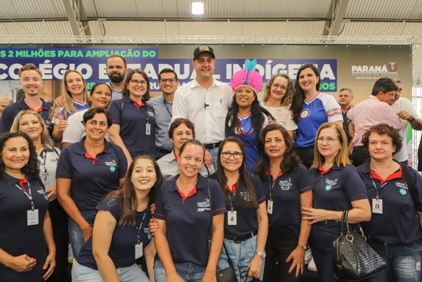 Manoel Ribas, 02 de fevereiro do 2023 - O governador Carlos Massa Ratinho Junior entregou na manhã desta quinta-feira as obras de ampliação no Colégio Estadual Indígena Cacique Gregório Kaekchot, na terra indigina Ivaí.
