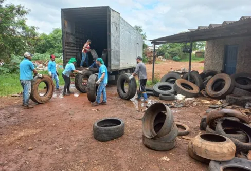 Imagem descritiva da notícia Parceria garante reciclagem de toneladas de pneus em Faxinal