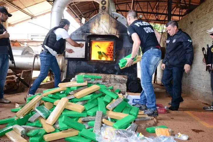 Imagem ilustrativa da imagem Polícia incinera 450 kg de drogas 
