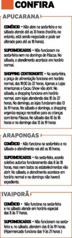 Imagem ilustrativa da imagem Confira o que abre e o que fecha no feriado